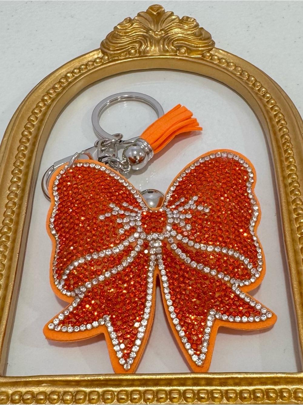 Orange Crystal Bow Key & Card Holder Charm